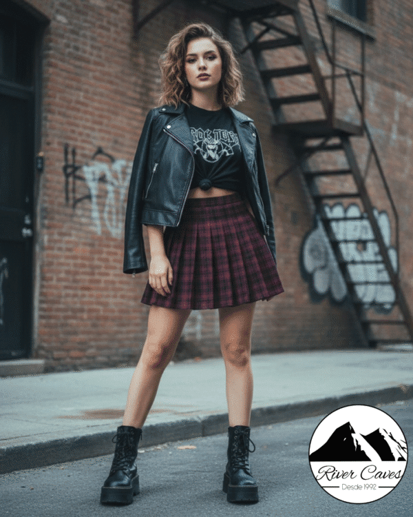 Falda Prenses Escocesa Vinotinto - River Caves