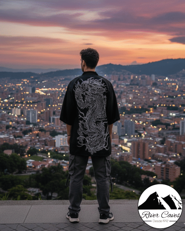 Kimono Black Dragon white - Imagen 2