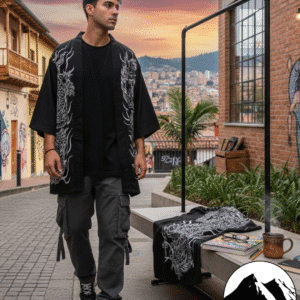 Kimono Black Dragon white