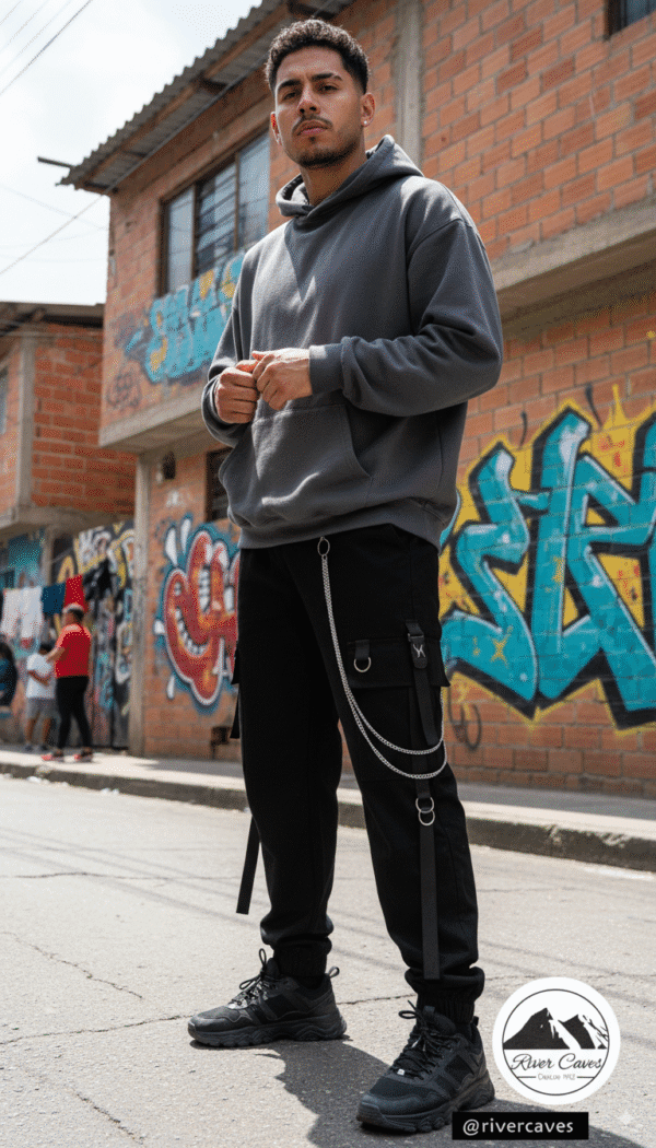 Sudadera Cargo Black Hombre - River Caves - Imagen 4
