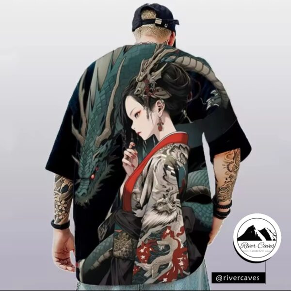 Camiseta Oversize Dragón Samurai